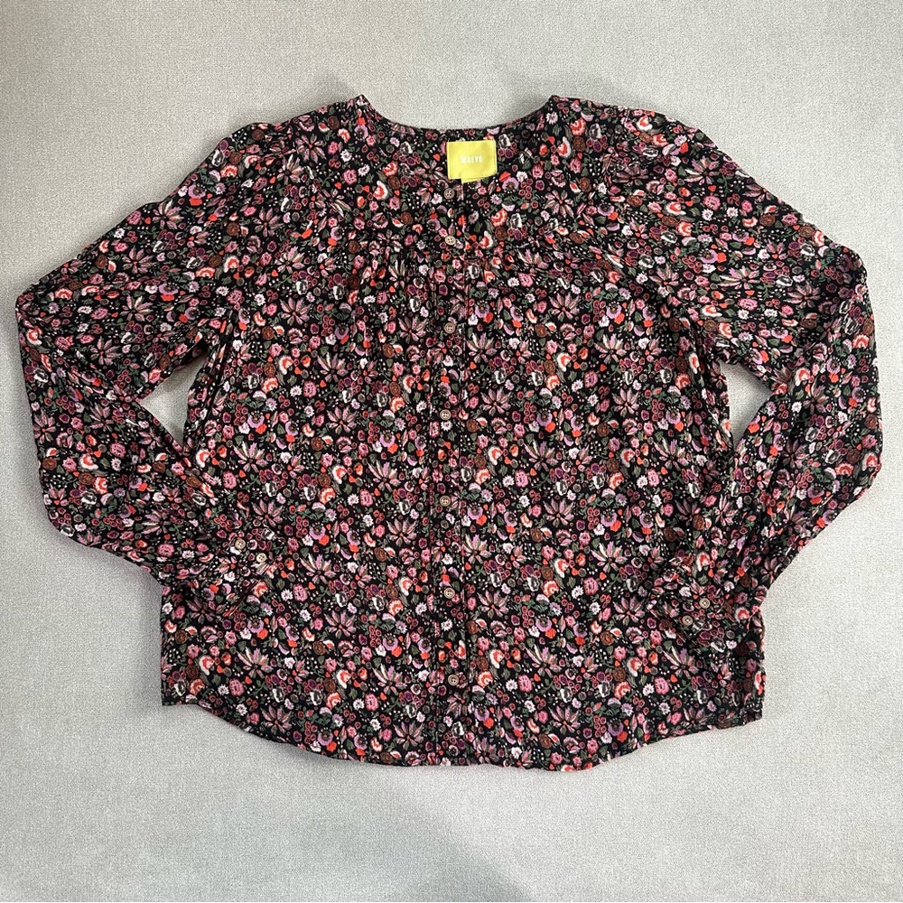 Anthro Maeve Floral Bib Blouse. Small.